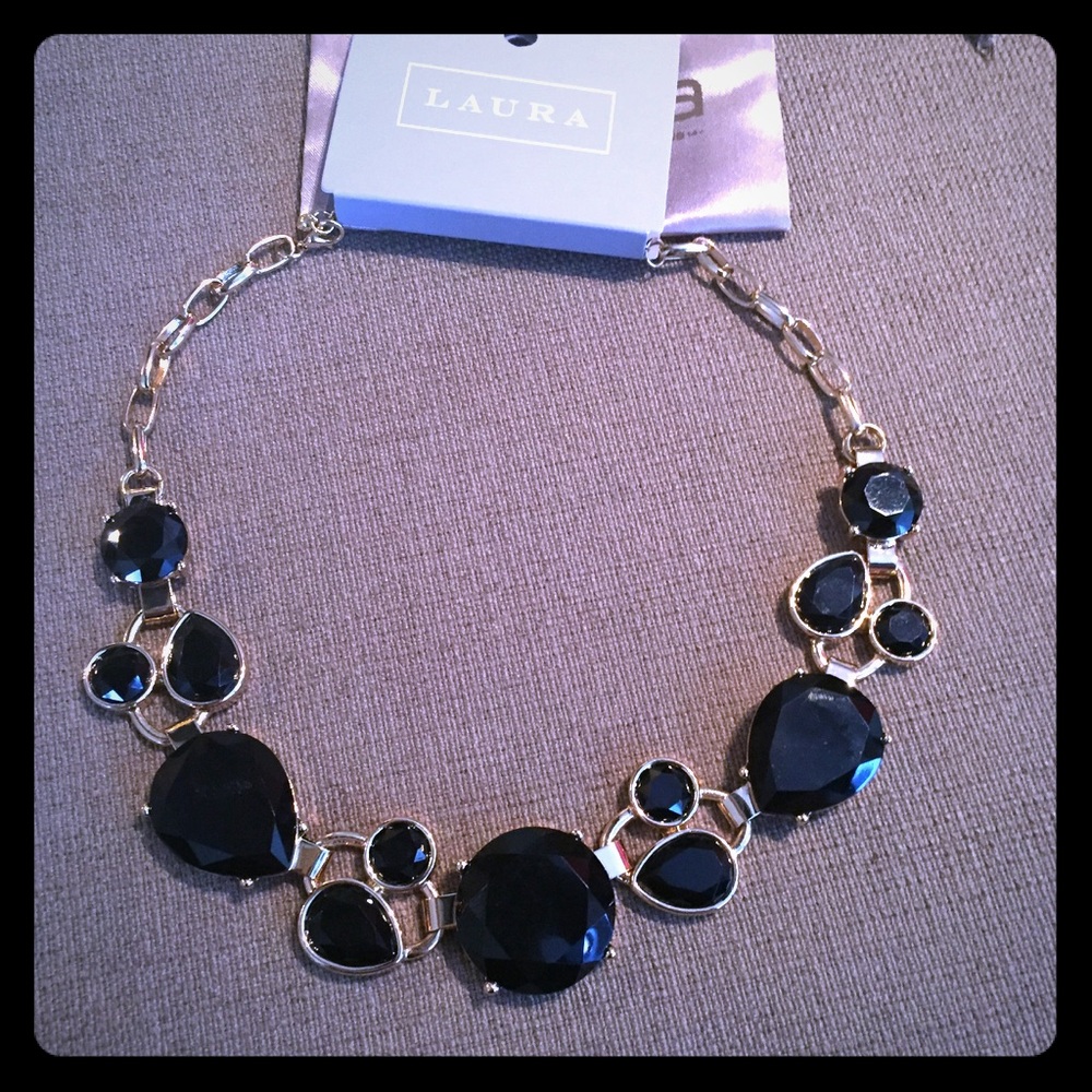 Laura Black/Gold Statement Necklace